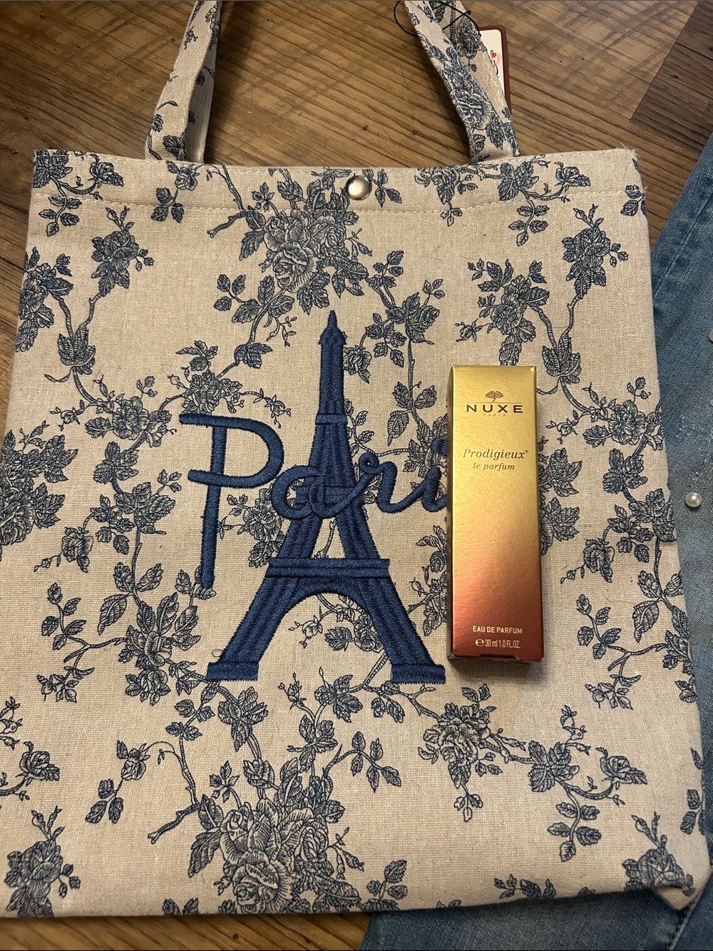Nuxe Paris Embroidered Floral Canvas Tote & Nuxe Prodigieux Le Parfume